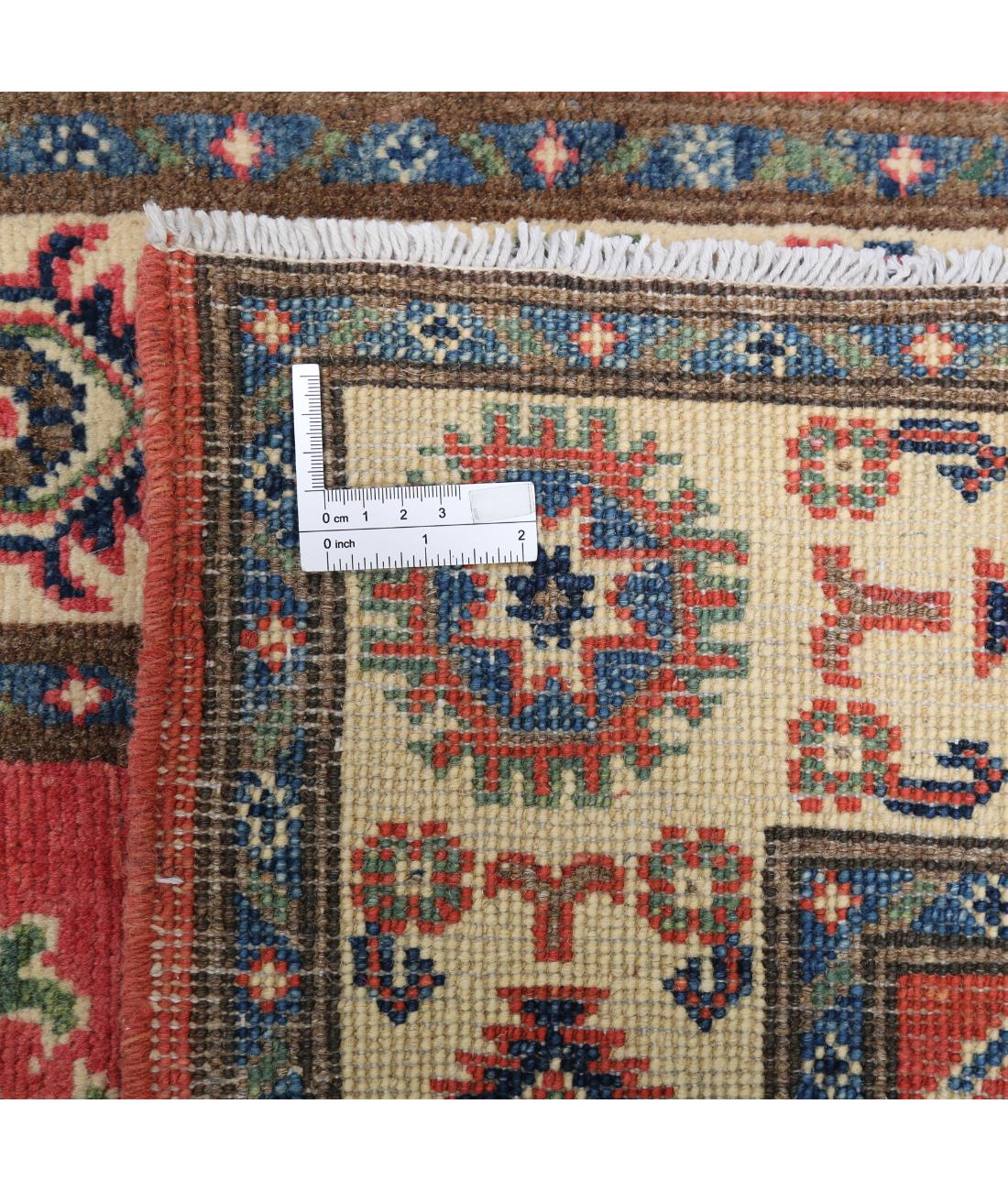Kazak 3' 0" X 4' 11" Hand-Knotted Wool Rug 3' 0" X 4' 11" (91 X 150) / Red / Ivory