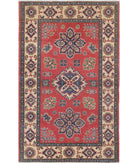 Kazak 3' 0" X 4' 11" Hand-Knotted Wool Rug 3' 0" X 4' 11" (91 X 150) / Red / Ivory