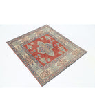 Kazak 3' 2" X 3' 5" Hand-Knotted Wool Rug 3' 2" X 3' 5" (97 X 104) / Red / Ivory