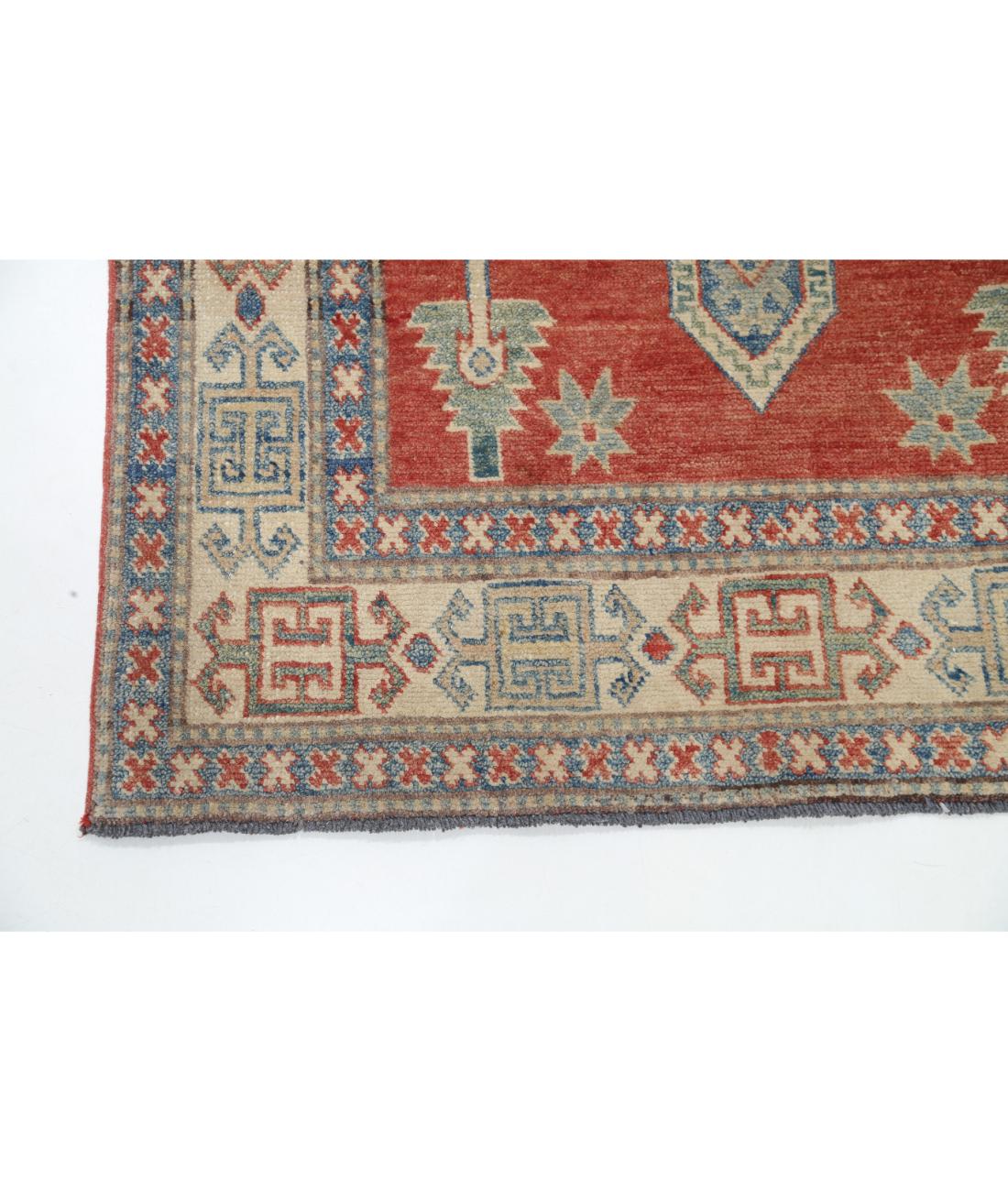 Kazak 3' 2" X 3' 5" Hand-Knotted Wool Rug 3' 2" X 3' 5" (97 X 104) / Red / Ivory