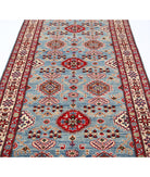 Kazak 4' 1" X 14' 4" Hand-Knotted Wool Rug 4' 1" X 14' 4" (124 X 437) / Blue / Ivory