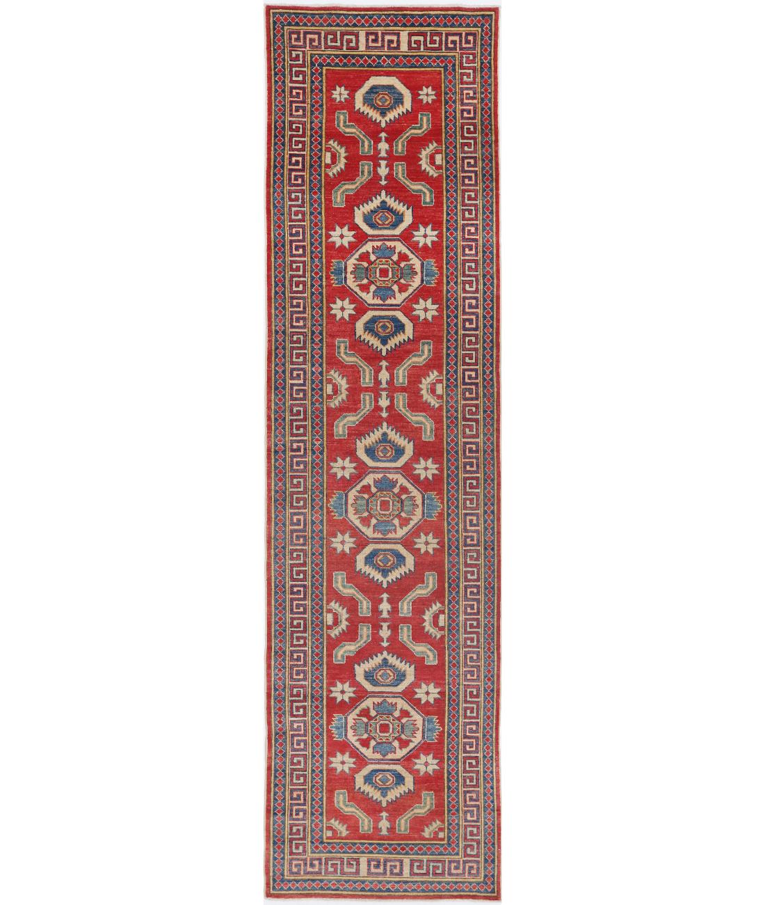 Kazak 2' 8" X 11' 7" Hand-Knotted Wool Rug 2' 8" X 11' 7" (81 X 353) / Red / Ivory