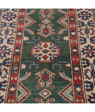 Kazak 2' 1" X 5' 8" Hand-Knotted Wool Rug 2' 1" X 5' 8" (64 X 173) / Green / Ivory
