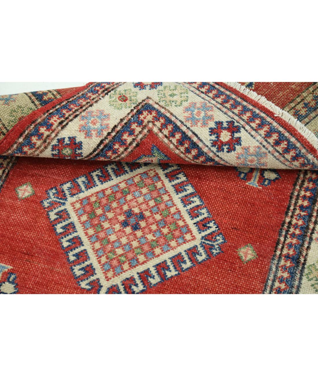 Kazak 3' 0" X 4' 9" Hand-Knotted Wool Rug 3' 0" X 4' 9" (91 X 145) / Red / Ivory