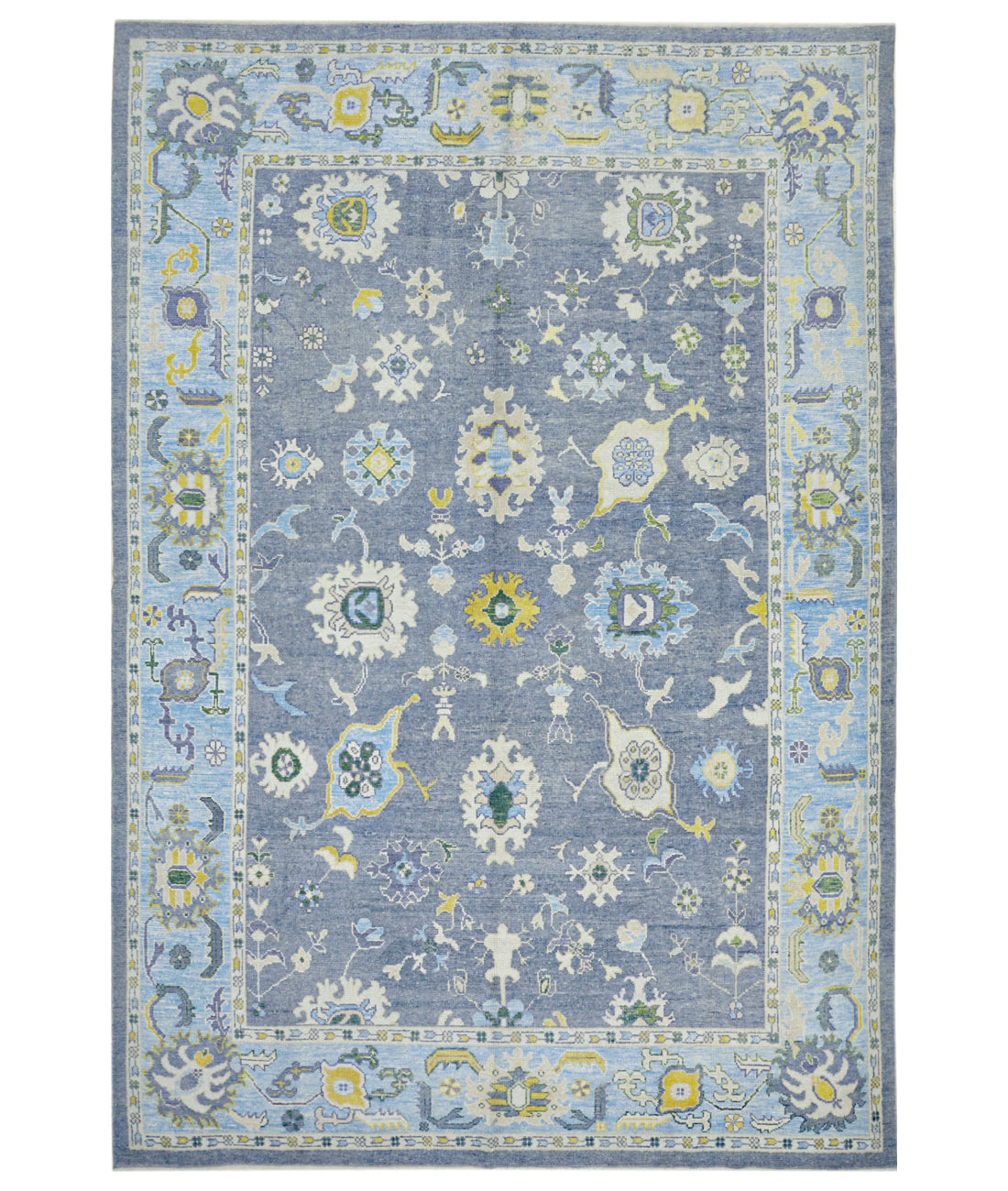 Oushak 10' 1" X 14' 9" Hand-Knotted Wool Rug 10' 1" X 14' 9" (307 X 450) / Grey / Blue