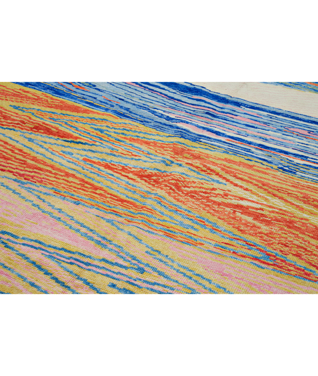 Zigzag 8' 2" X 9' 8" Hand-Knotted Wool Rug 8' 2" X 9' 8" (249 X 295) / Blue / Orange