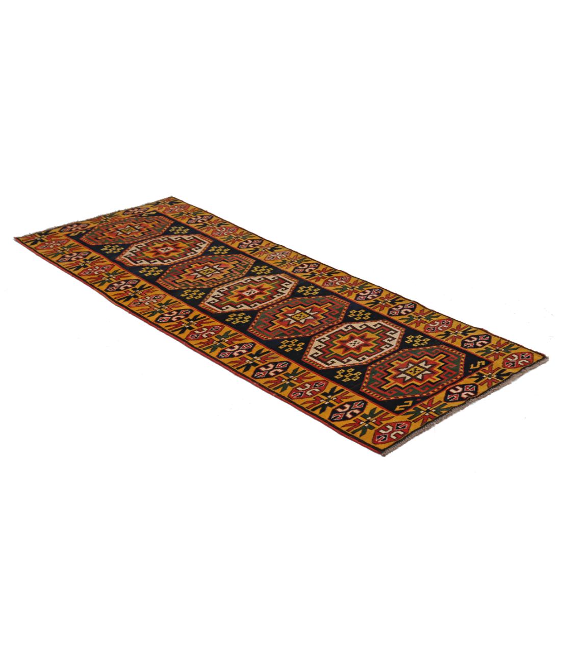 Kars 2' 8" X 6' 4" Hand-Knotted Wool Rug 2' 8" X 6' 4" (81 X 193) / Blue / Gold