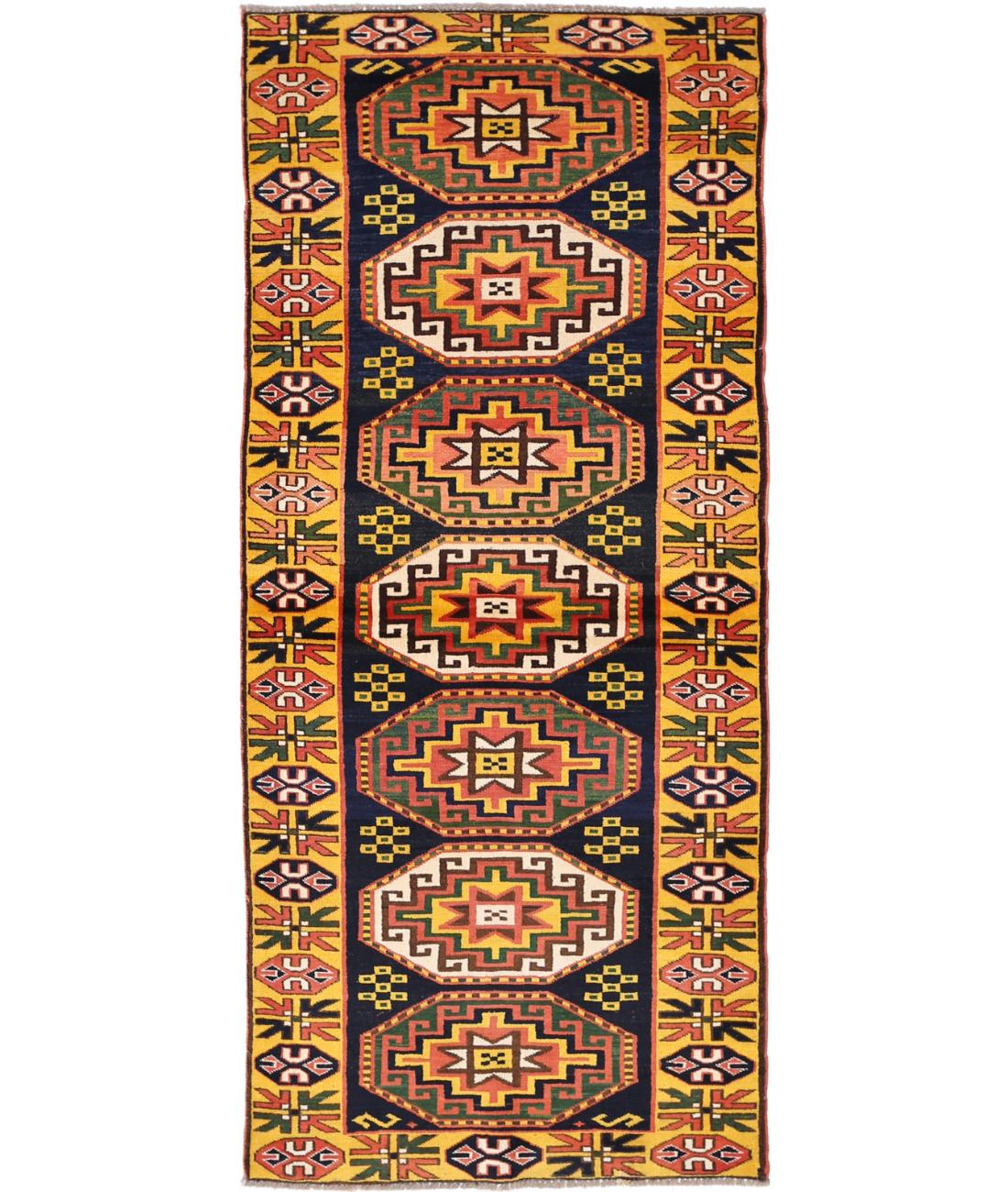 Kars 2' 7" X 6' 6" Hand-Knotted Wool Rug 2' 7" X 6' 6" (79 X 198) / Blue / Gold