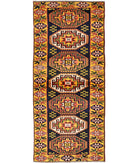Kars 2' 7" X 6' 6" Hand-Knotted Wool Rug 2' 7" X 6' 6" (79 X 198) / Blue / Gold