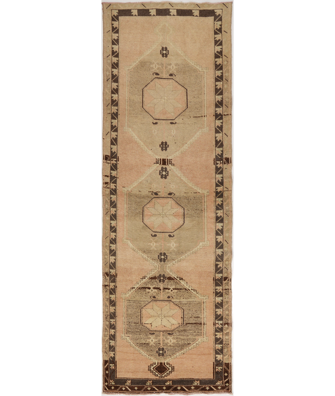 Anatolian 4' 0" X 13' 4" Hand-Knotted Wool Rug 4' 0" X 13' 4" (122 X 406) / Peach / Brown