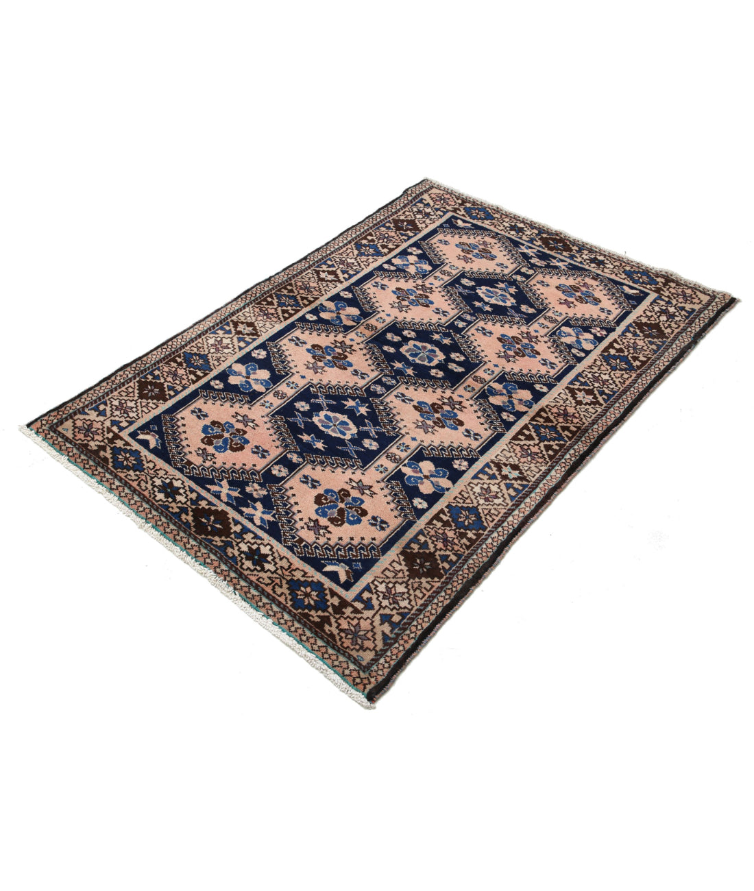 Yalameh 3'4'' X 4'10'' Hand-Knotted Wool Rug 3'4'' x 4'10'' (100 X 145) / Peach / Blue