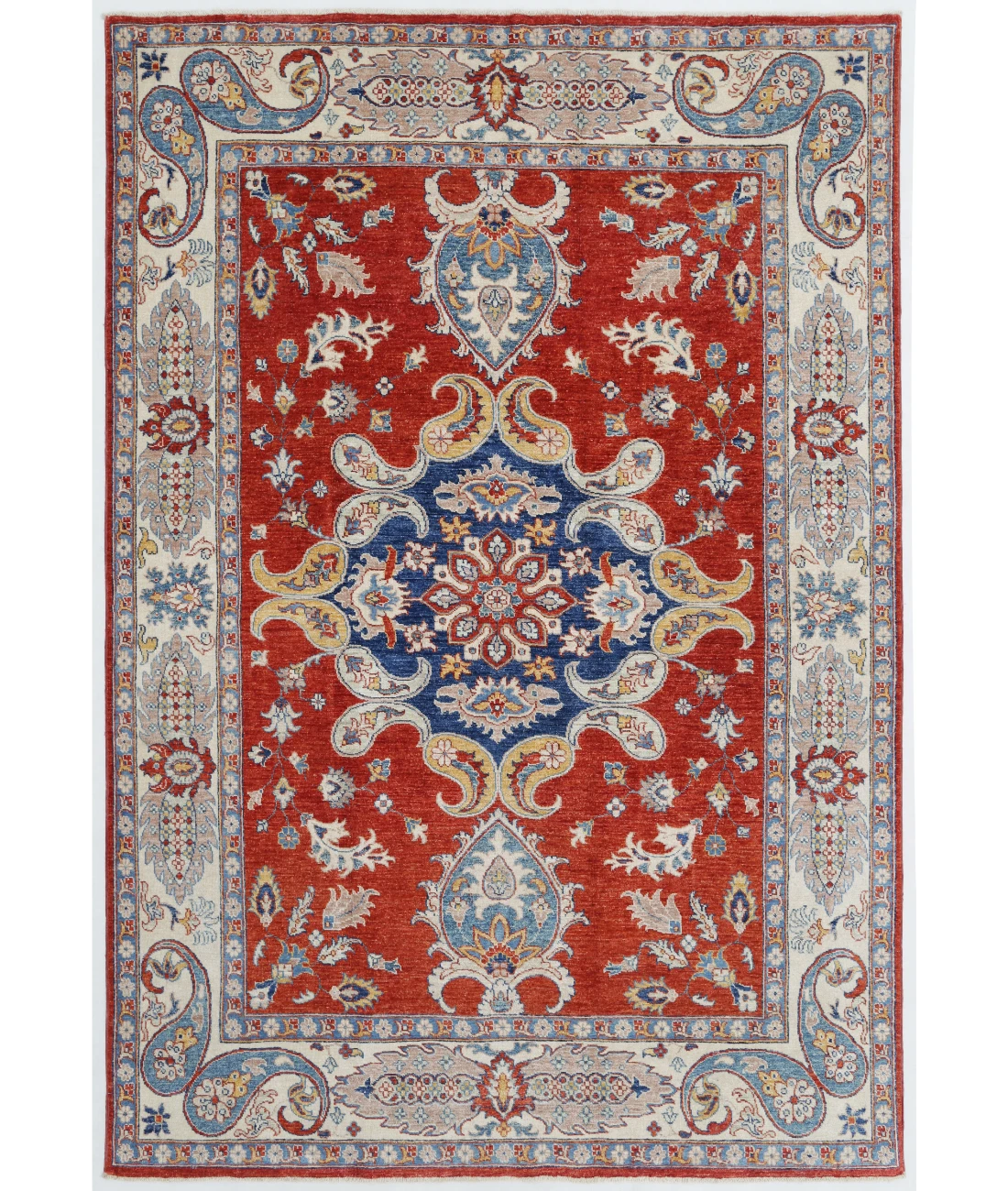 Hand Knotted Ziegler Wool Rug 5' 5" X 8' 0" 5' 5" X 8' 0" (165 X 244) / Red / Ivory