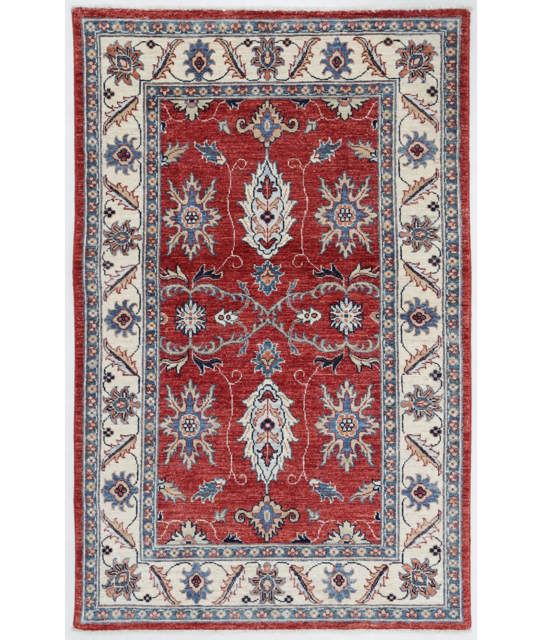 Hand Knotted Ziegler Wool Rug 3' 0" X 4' 8" 3' 0" X 4' 8" (91 X 142) / Red / Ivory
