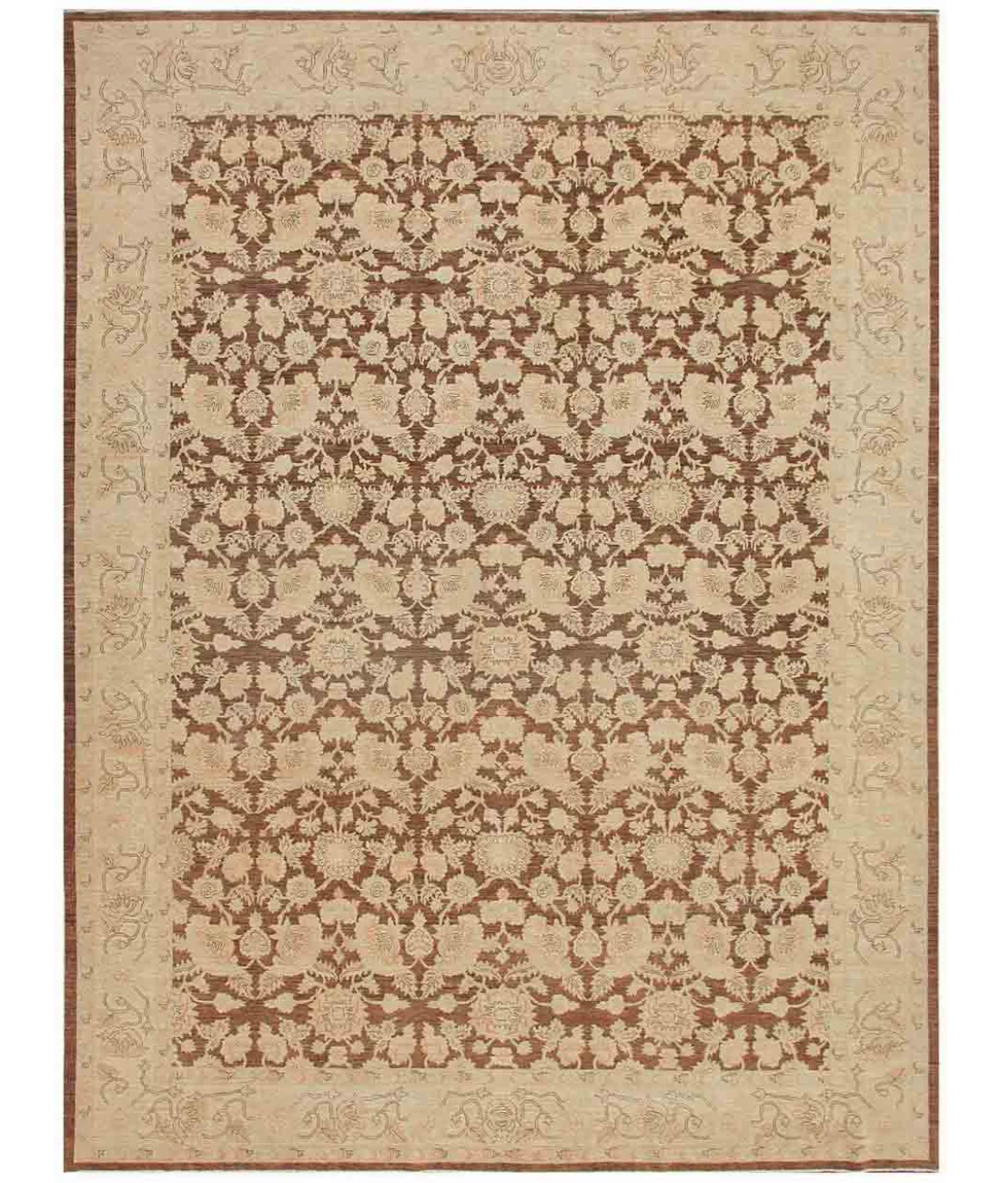 Hand Knotted Ziegler Wool Rug 10' 3" X 13' 0" 10' 3" X 13' 0" (312 X 396) / Brown / Brown