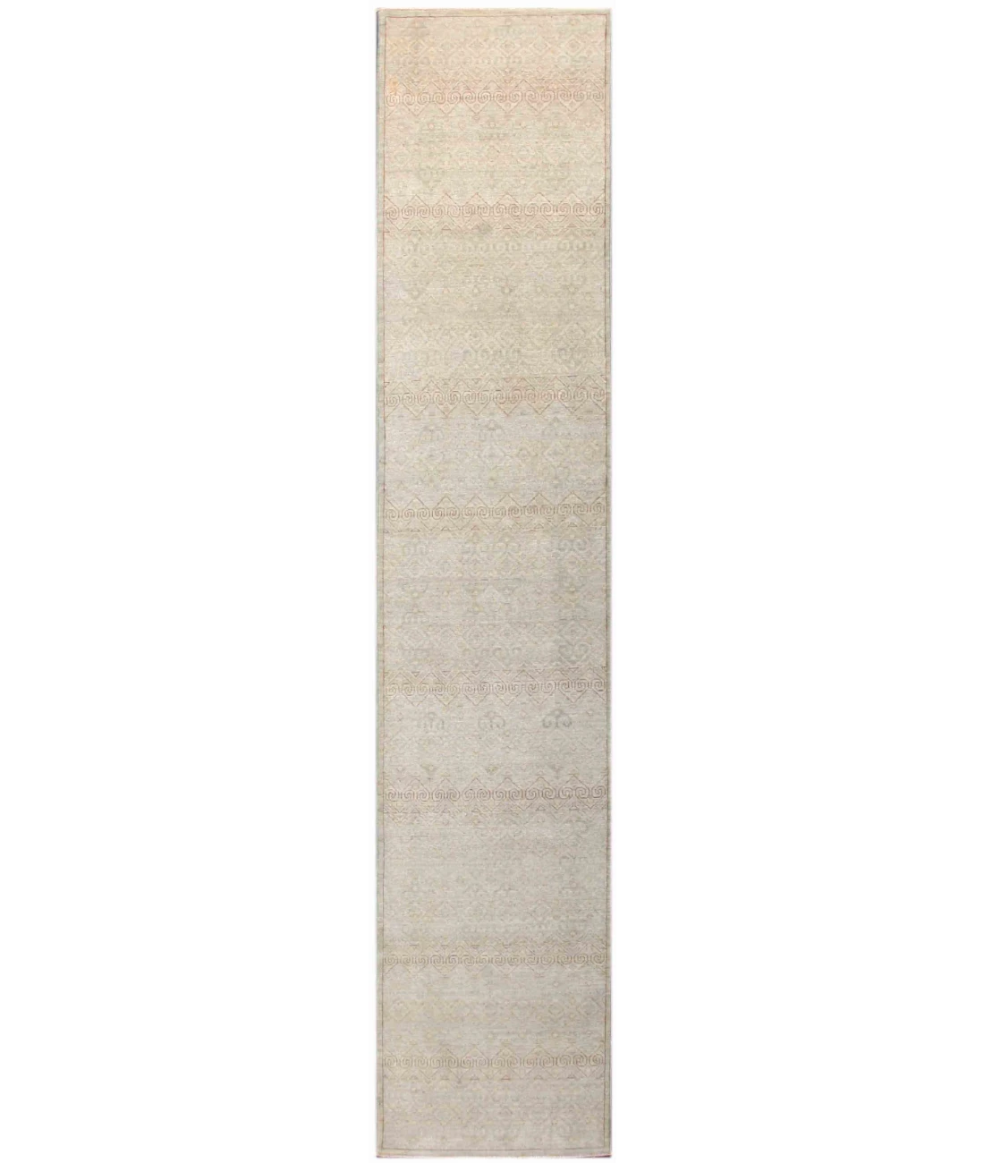 Hand Knotted Ziegler Wool Rug 2' 5" X 11' 8" 2' 5" X 11' 8" (74 X 356) / Ivory / Ivory