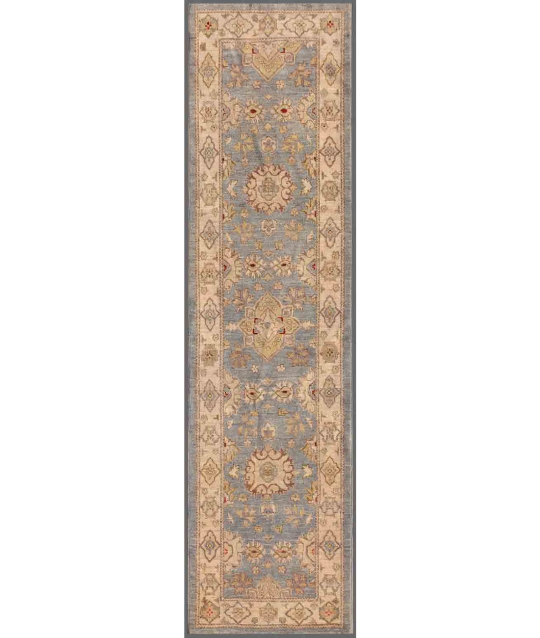 Hand Knotted Ziegler Wool Rug 2' 6" X 9' 9" 2' 6" X 9' 9" (76 X 297) / Grey / Ivory