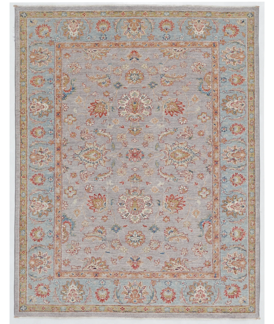 Hand Knotted Ziegler Wool Rug 5' 1" X 6' 4" 5' 1" X 6' 4" (155 X 193) / Grey / Blue