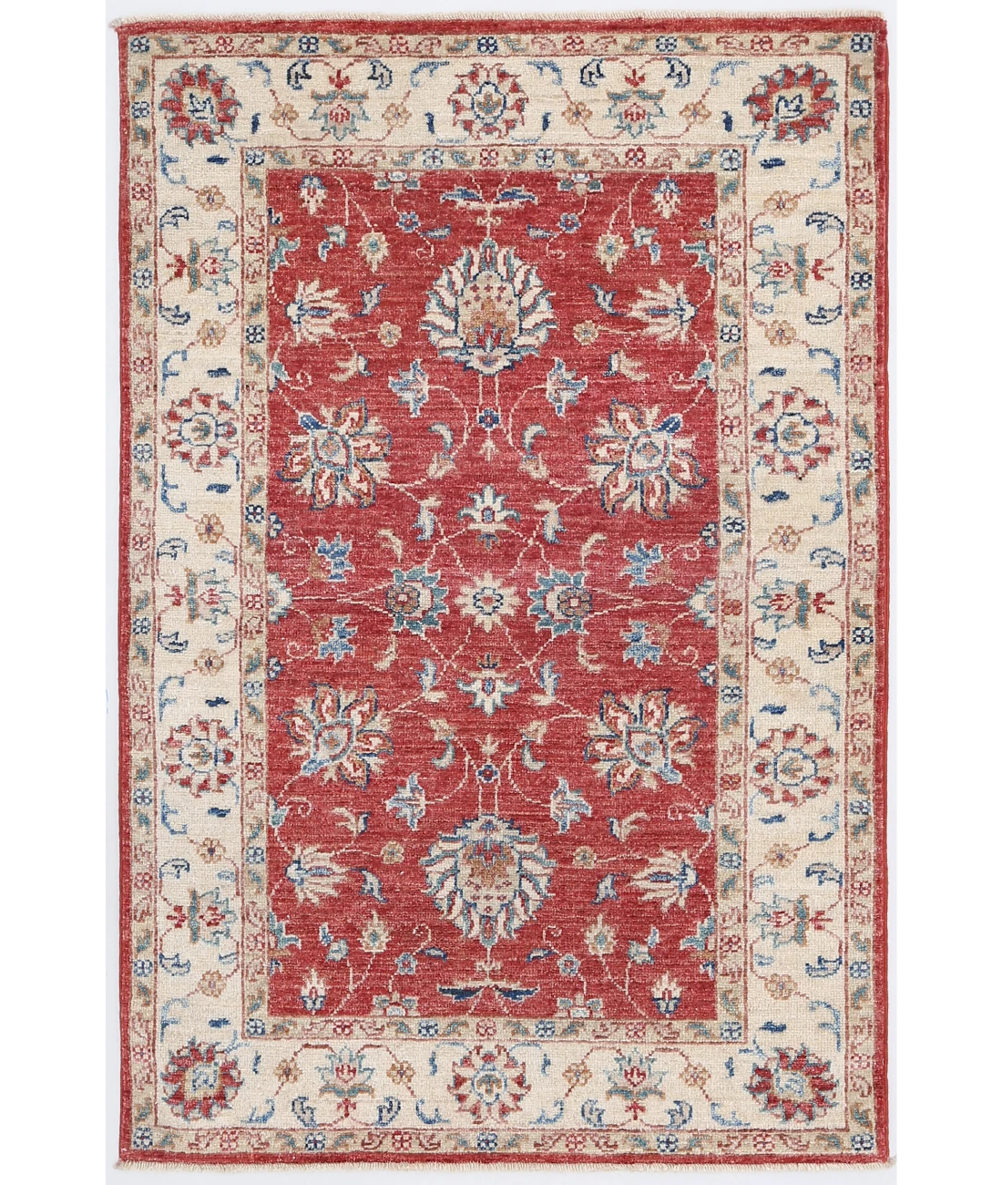 Hand Knotted Ziegler Wool Rug 2' 9" X 4' 1" 2' 9" X 4' 1" (84 X 124) / Red / Ivory