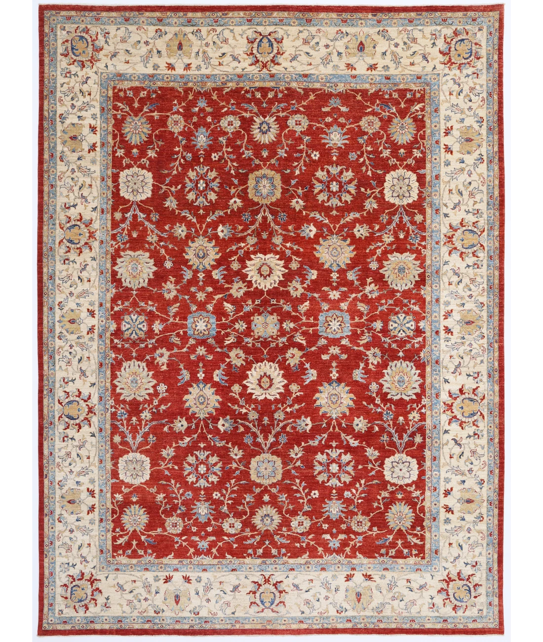 Hand Knotted Ziegler Wool Rug 10' 2" X 13' 8" 10' 2" X 13' 8" (310 X 417) / Red / Ivory