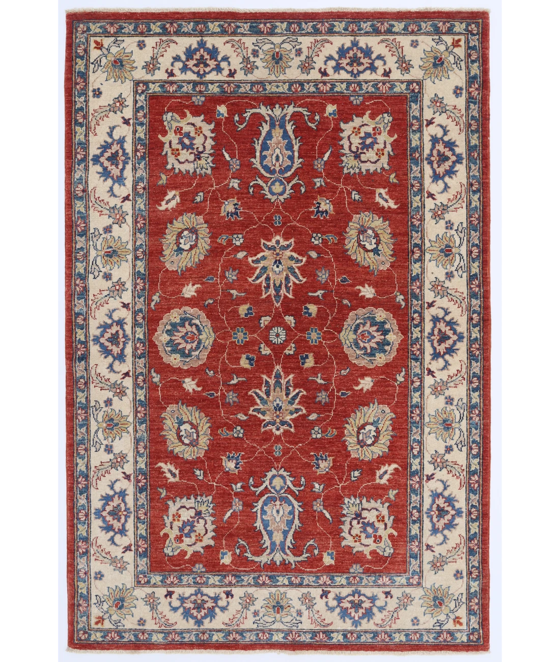 Hand Knotted Ziegler Wool Rug 3' 11" X 6' 0" 3' 11" X 6' 0" (119 X 183) / Red / Ivory