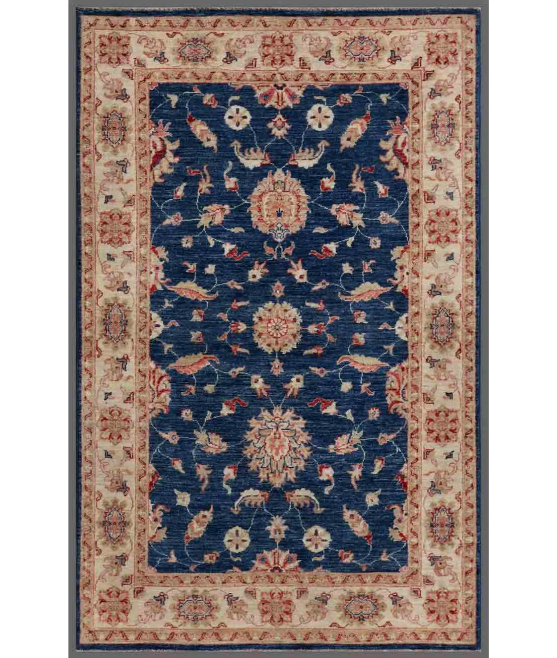 Hand Knotted Ziegler Wool Rug 3' 11" X 6' 3" 3' 11" X 6' 3" (119 X 191) / Blue / Ivory