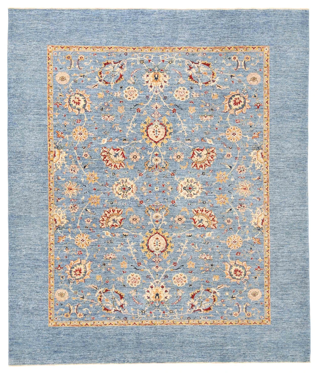 Hand Knotted Ziegler Wool Rug 8' 2" X 9' 9" 8' 2" X 9' 9" (249 X 297) / Blue / Blue