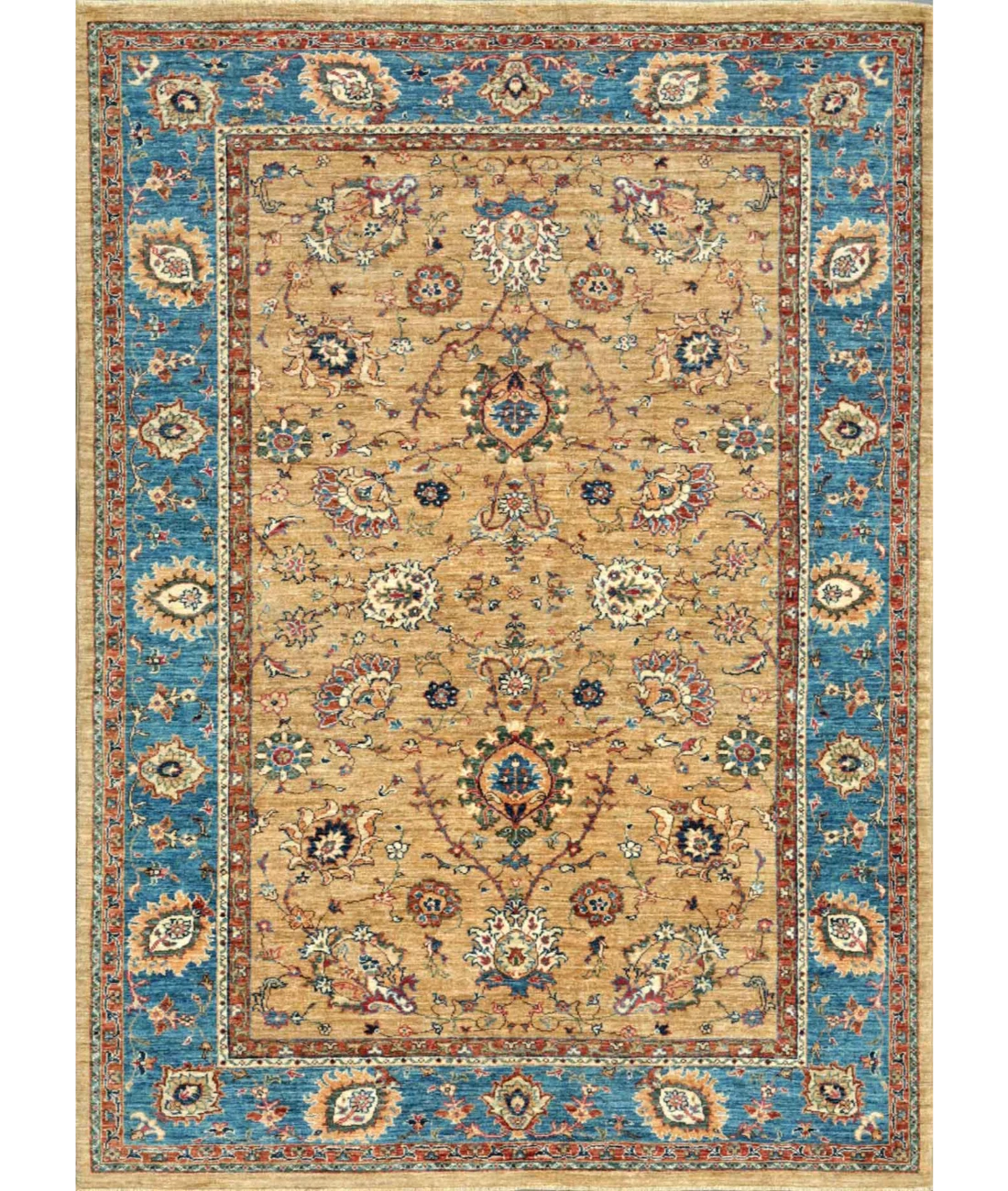 Hand Knotted Ziegler Wool Rug 5' 8" X 7' 8" 5' 8" X 7' 8" (173 X 234) / Taupe / Blue