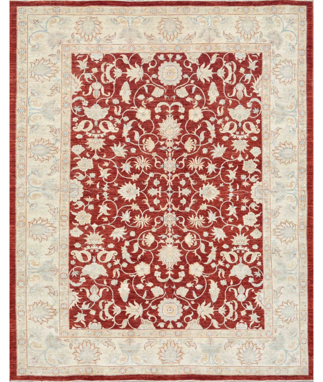 Hand Knotted Ziegler Wool Rug 9' 2" X 11' 6" 9' 2" X 11' 6" (280 X 351) / Red / Ivory