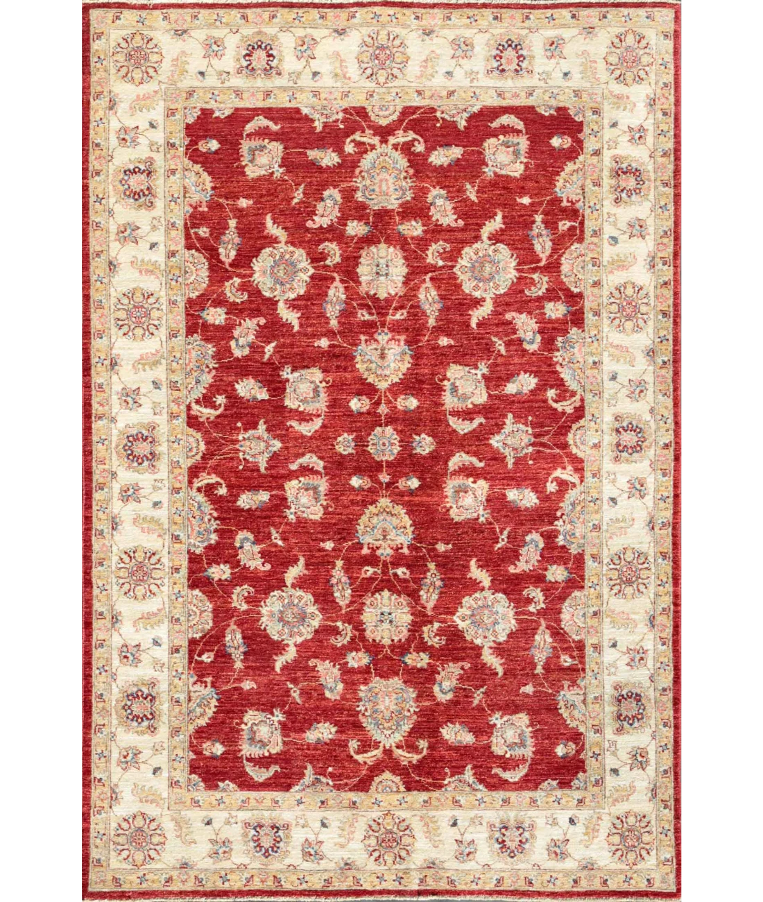 Hand Knotted Ziegler Wool Rug 5' 7" X 7' 10" 5' 7" X 7' 10" (170 X 239) / Red / Ivory