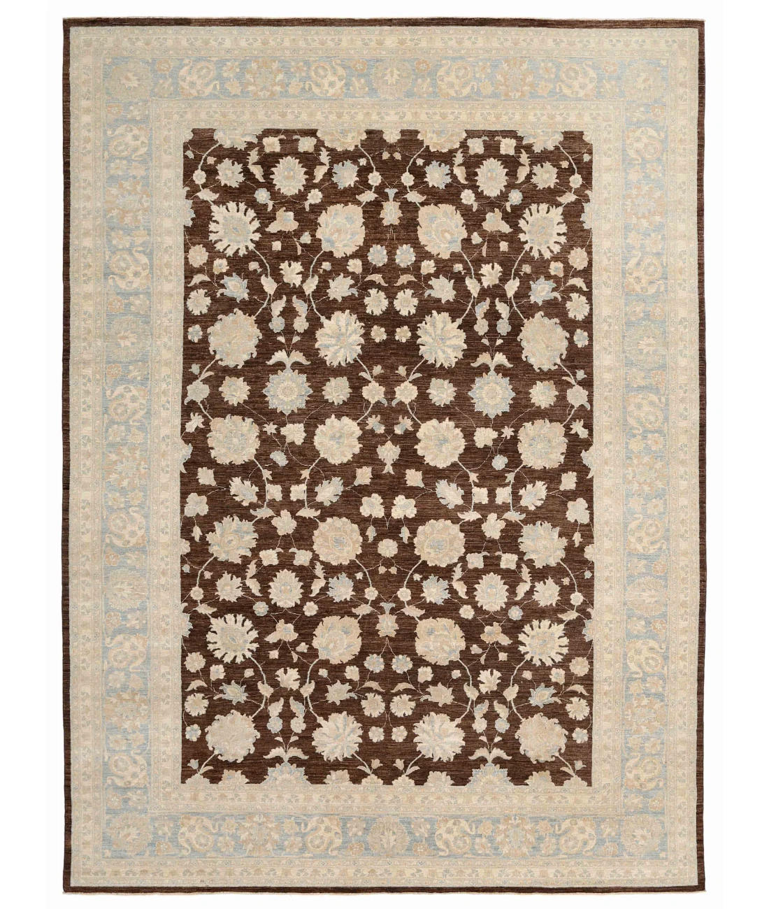 Hand Knotted Ziegler Wool Rug 10' 1" X 13' 10" 10' 1" X 13' 10" (307 X 422) / Brown / Blue