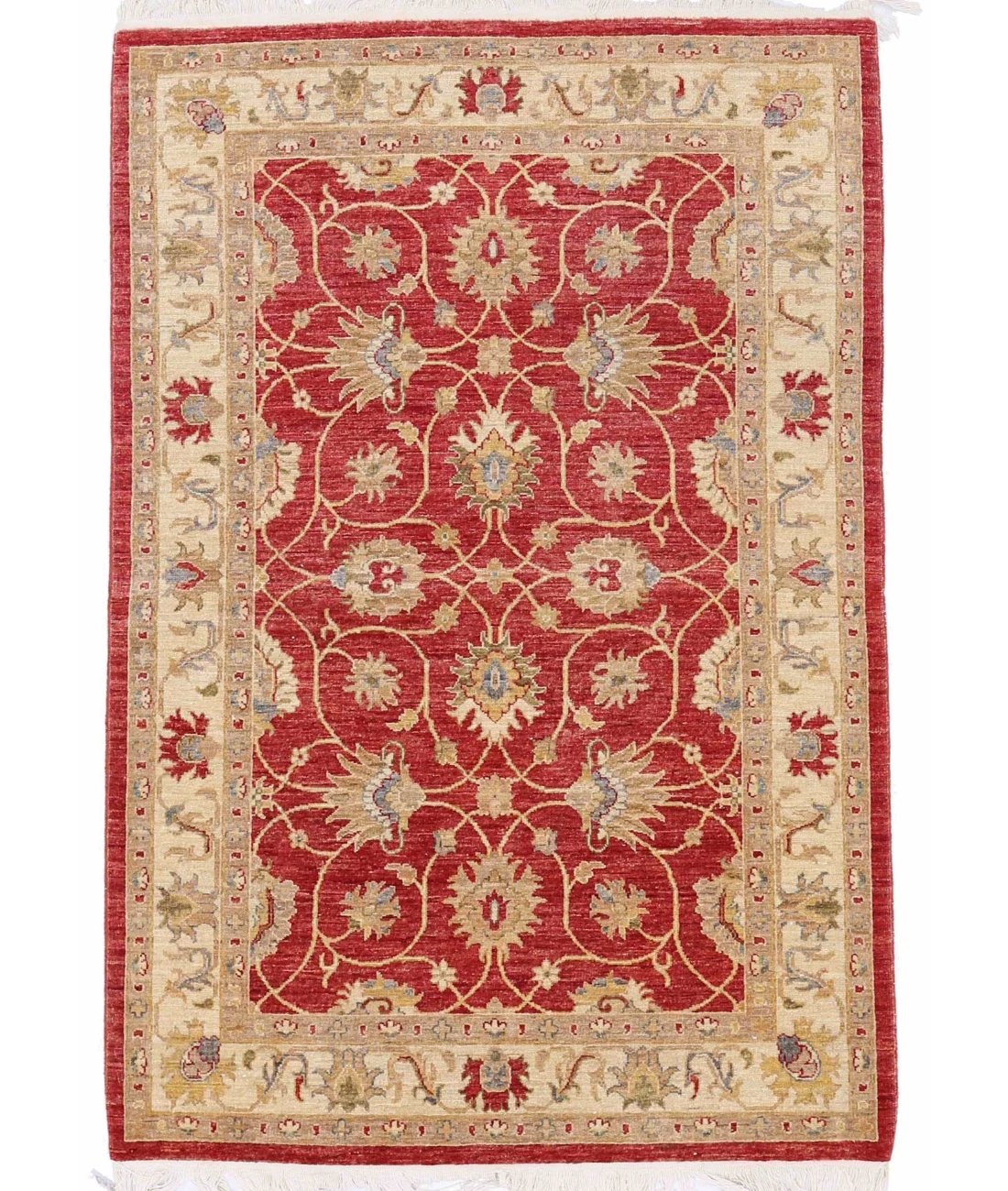 Hand Knotted Ziegler Wool Rug 4' 0" X 6' 0" 4' 0" X 6' 0" (122 X 183) / Red / Beige