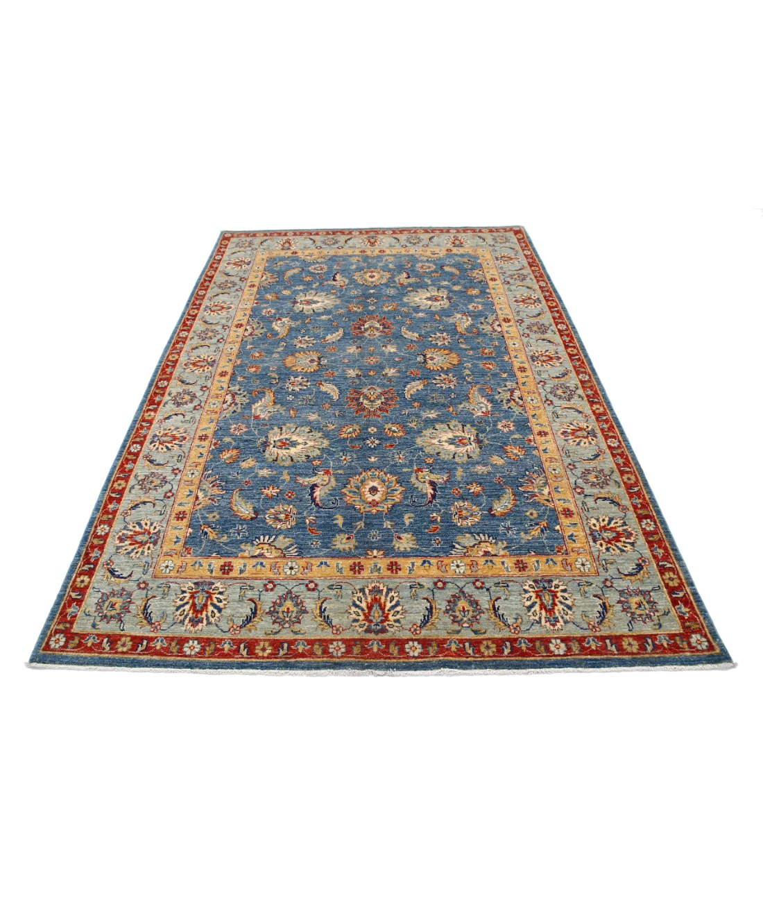 Ziegler 5'7'' X 8'2'' Hand-Knotted Wool Rug 5'7'' x 8'2'' (168 X 245) / Blue / Grey