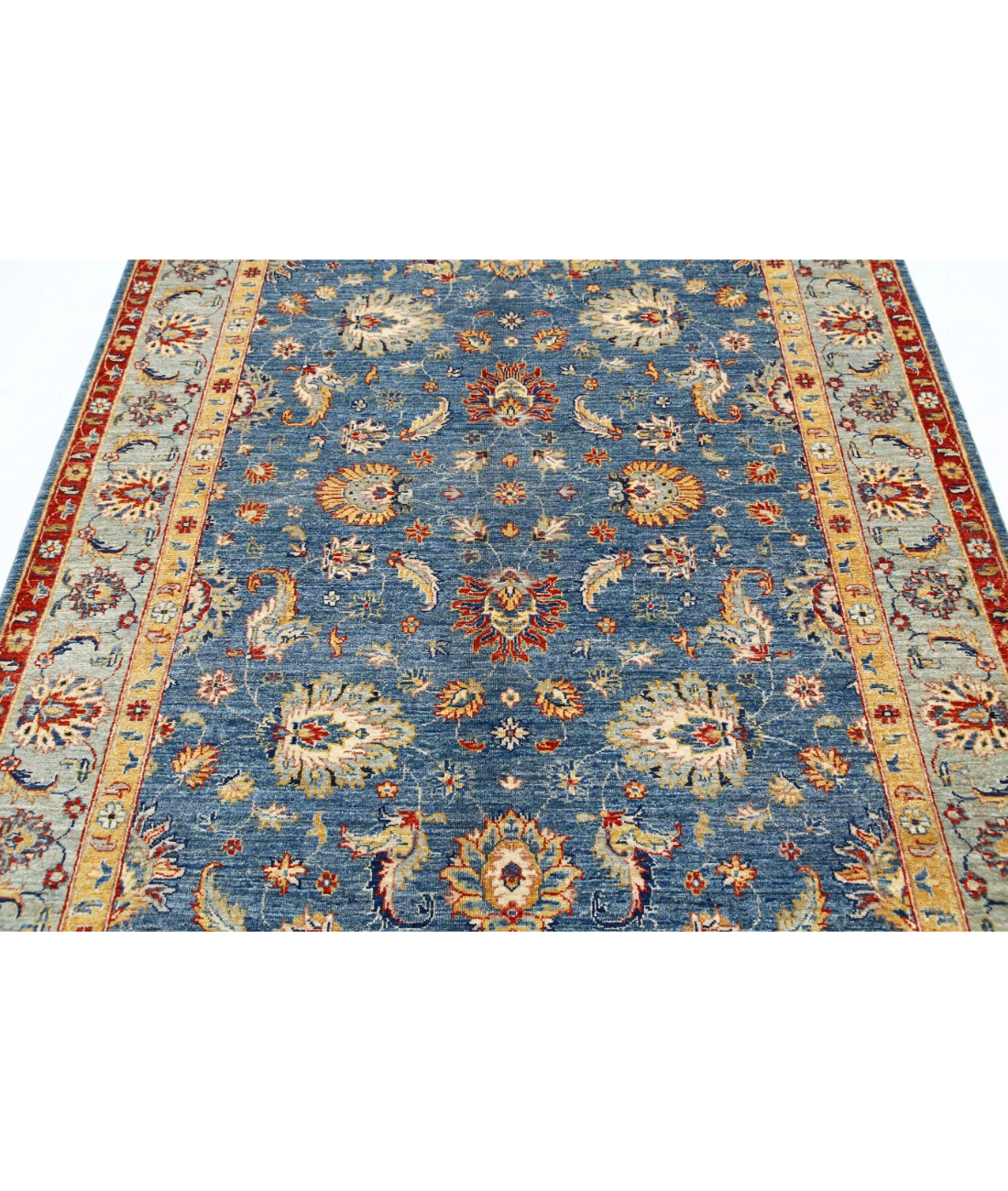 Ziegler 5'7'' X 8'2'' Hand-Knotted Wool Rug 5'7'' x 8'2'' (168 X 245) / Blue / Grey