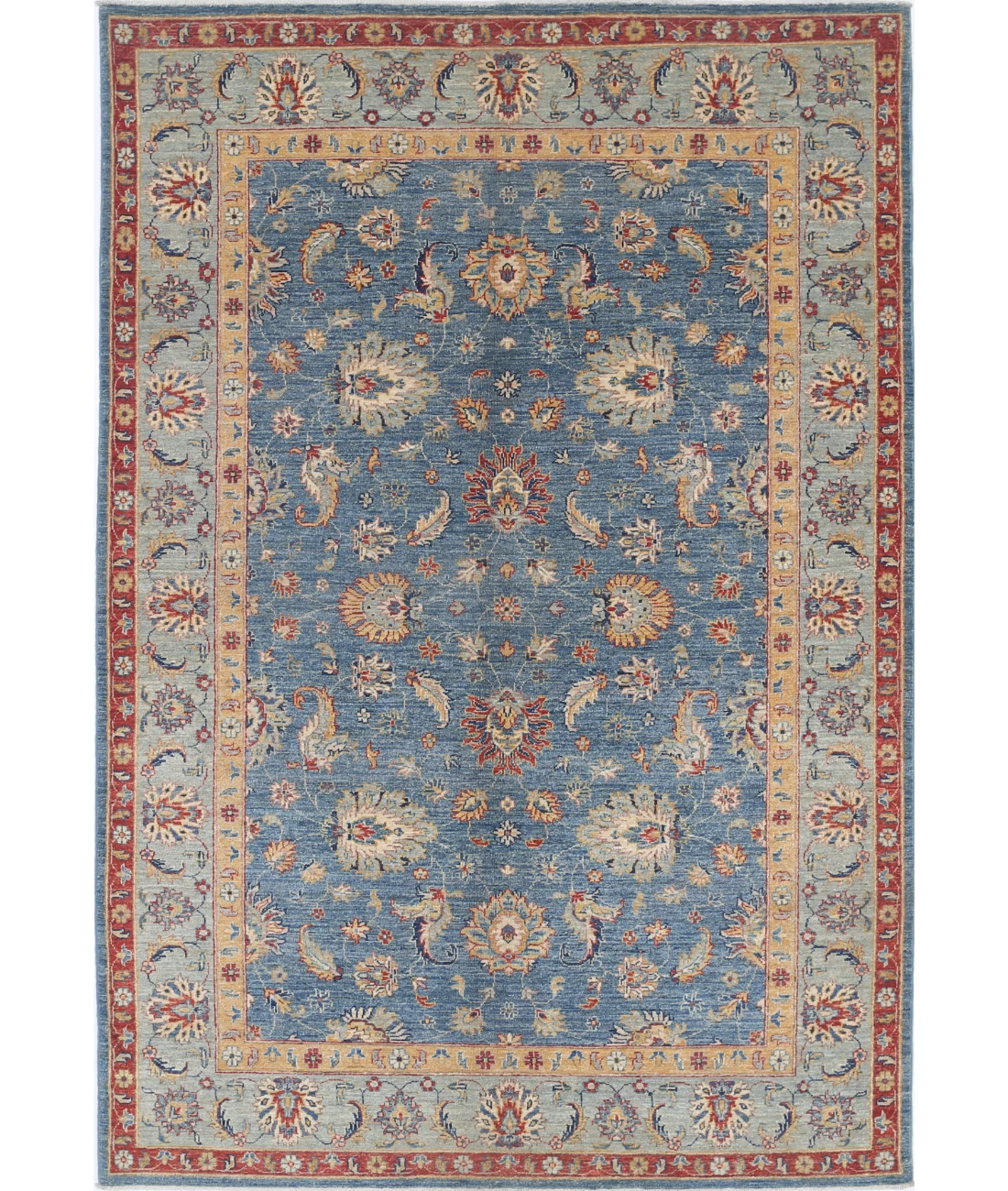 Ziegler 5'7'' X 8'2'' Hand-Knotted Wool Rug 5'7'' x 8'2'' (168 X 245) / Blue / Grey