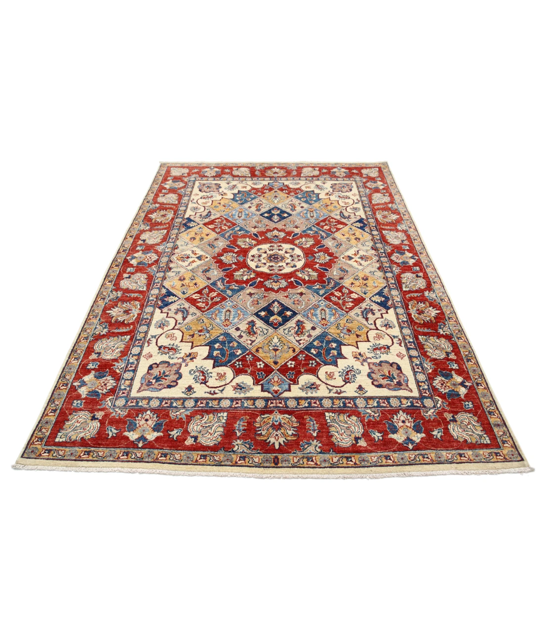 Ziegler 5'6'' X 7'10'' Hand-Knotted Wool Rug 5'6'' x 7'10'' (165 X 235) / Ivory / Red