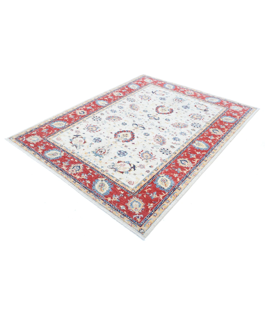 Ziegler 5'7'' X 7'4'' Hand-Knotted Wool Rug 5'7'' x 7'4'' (168 X 220) / Ivory / Red