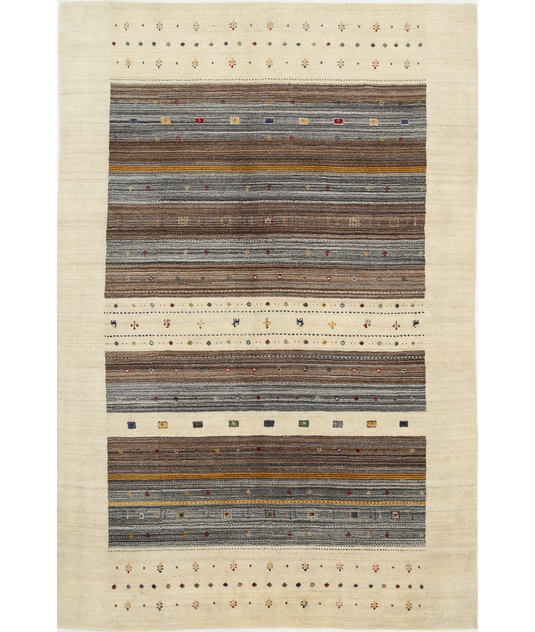 Hand Made Lori Wool Rug 6' 5" X 9' 8" 6' 5" X 9' 8" (196 X 295) / Ivory / Ivory