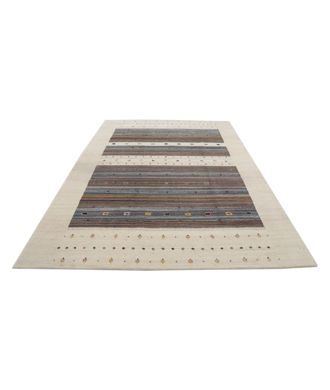 Hand Made Lori Wool Rug 6' 7" X 9' 9" 6' 7" X 9' 9" (201 X 297) / Ivory / Ivory