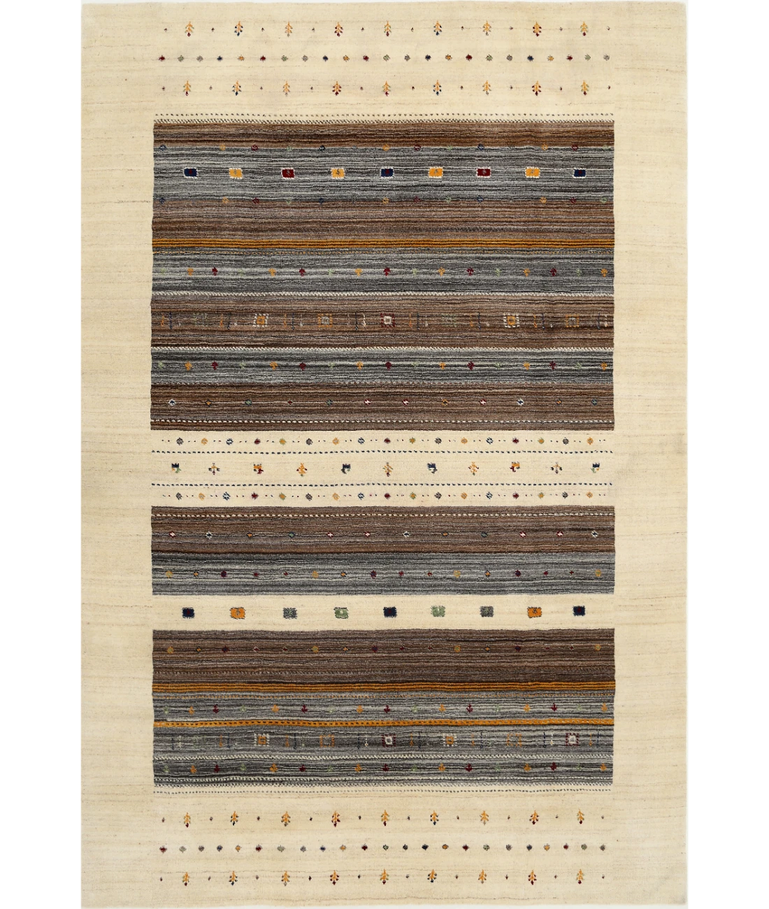 Hand Made Lori Wool Rug 6' 7" X 9' 9" 6' 7" X 9' 9" (201 X 297) / Ivory / Ivory