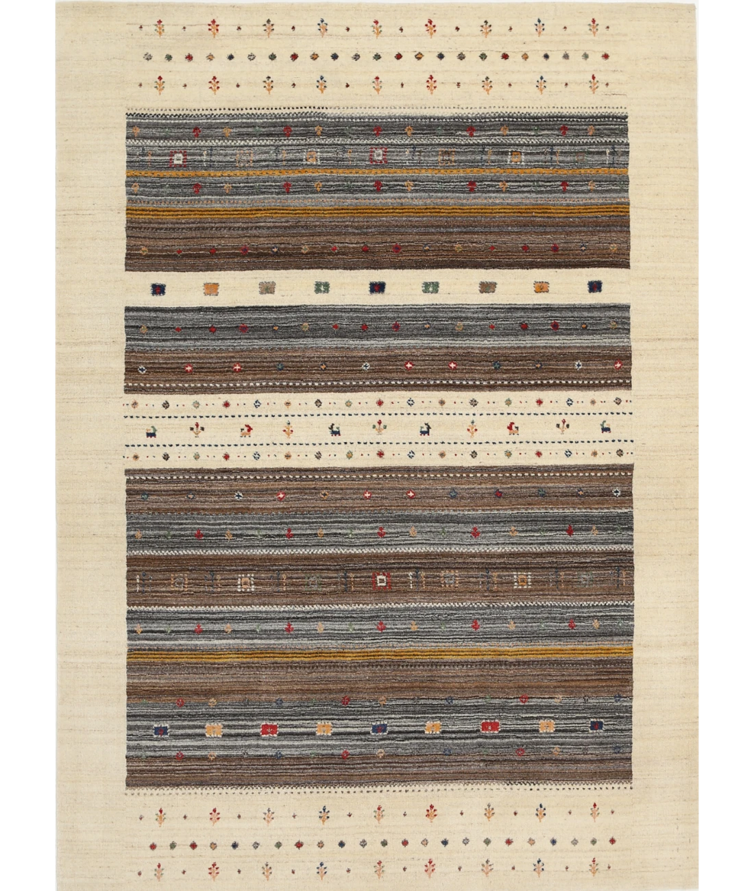 Hand Made Lori Wool Rug 5' 9" X 7' 11" 5' 9" X 7' 11" (175 X 241) / Ivory / Ivory
