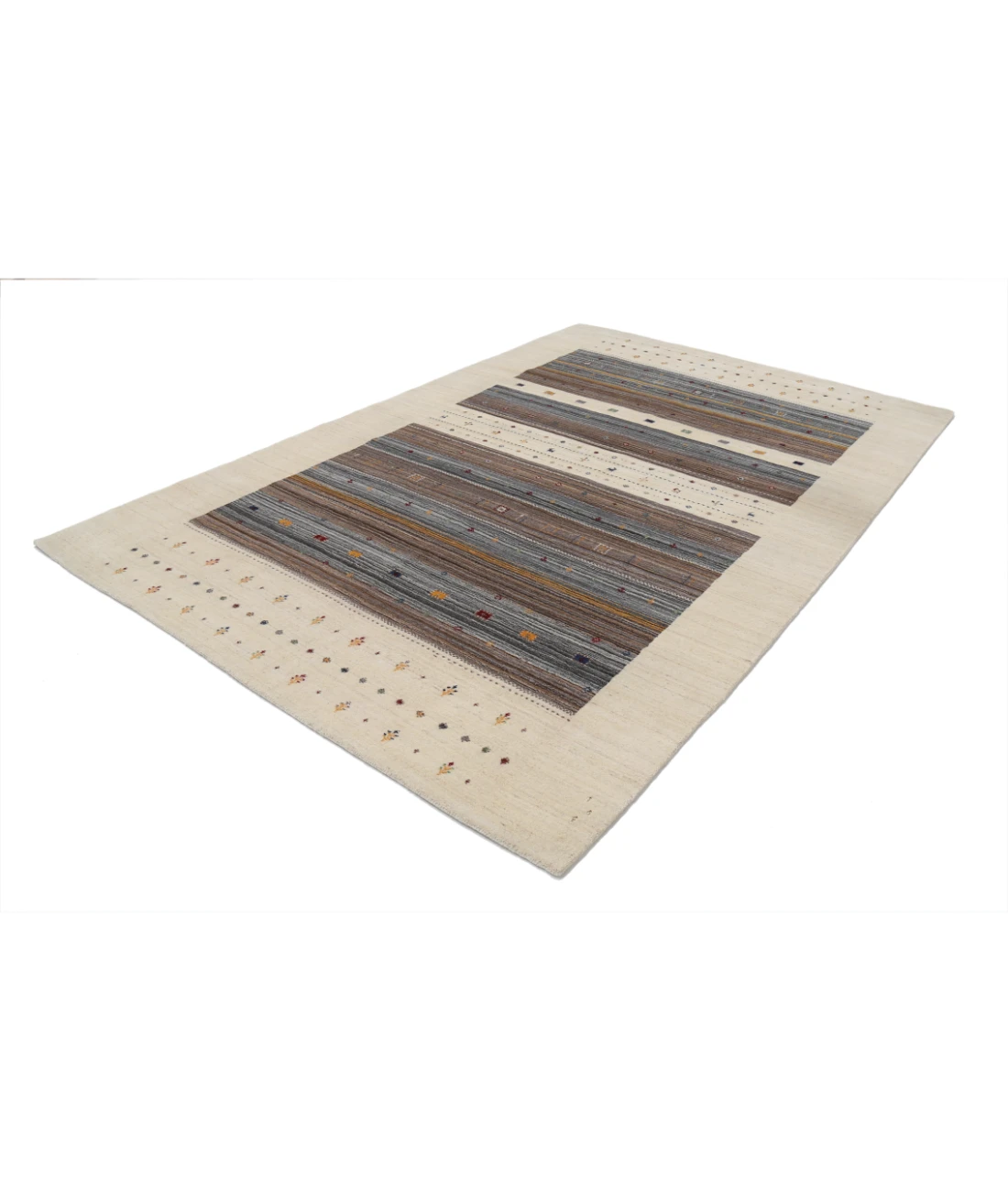 Hand Made Lori Wool Rug 6' 8" X 9' 9" 6' 8" X 9' 9" (203 X 297) / Ivory / Ivory