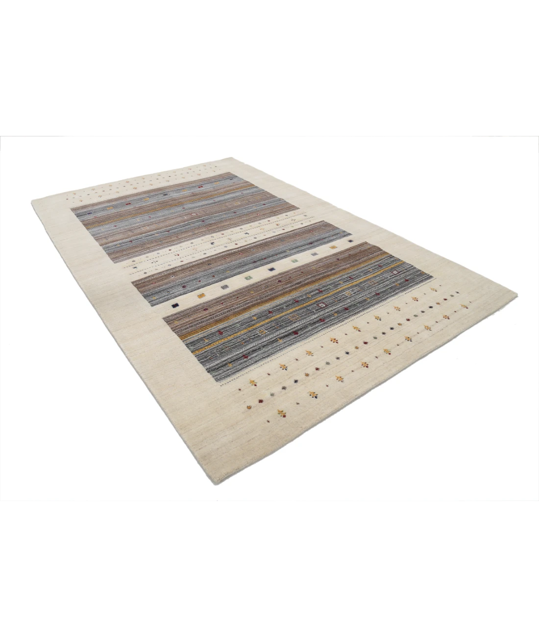 Hand Made Lori Wool Rug 6' 8" X 9' 9" 6' 8" X 9' 9" (203 X 297) / Ivory / Ivory