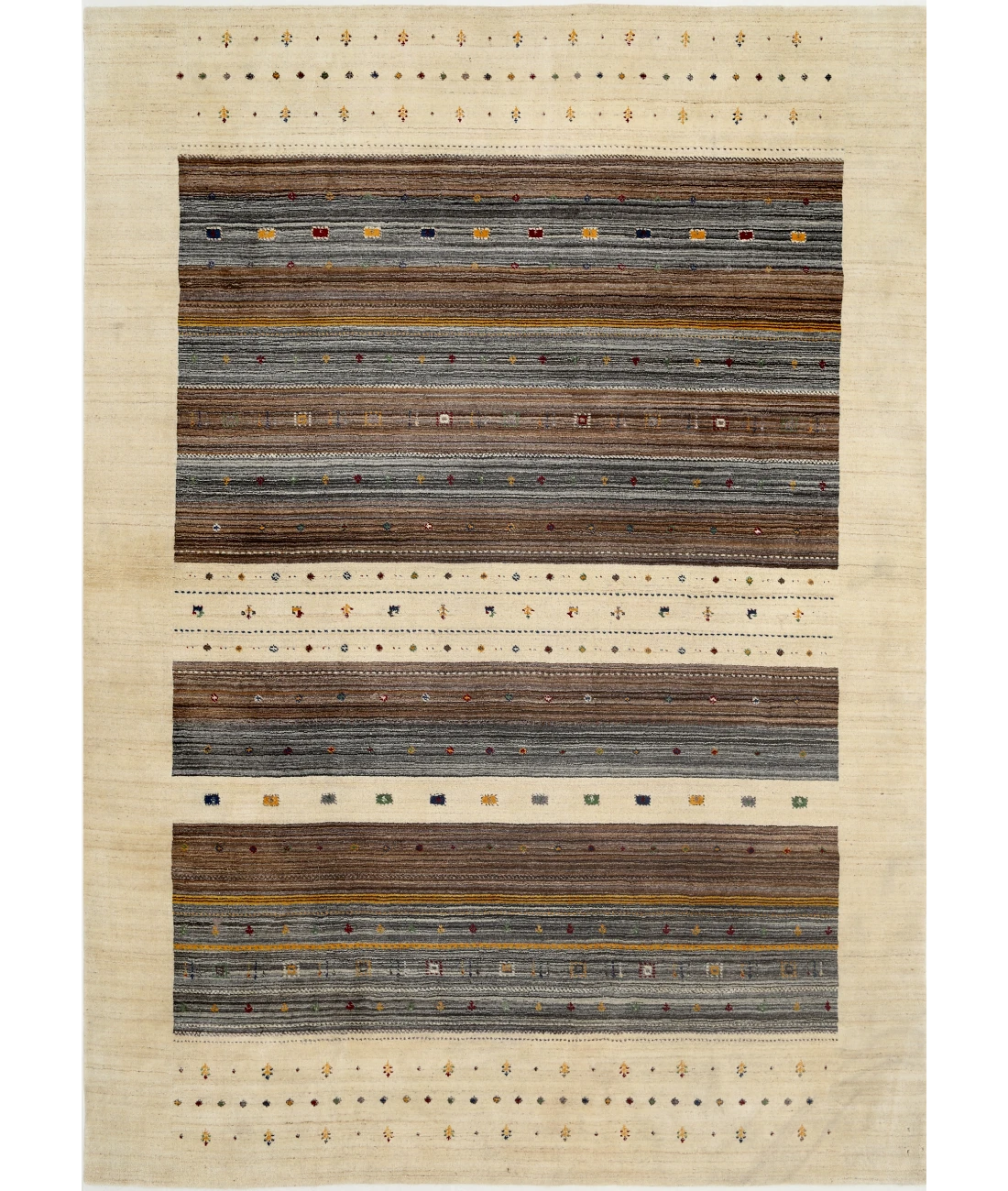 Hand Made Lori Wool Rug 6' 8" X 9' 9" 6' 8" X 9' 9" (203 X 297) / Ivory / Ivory