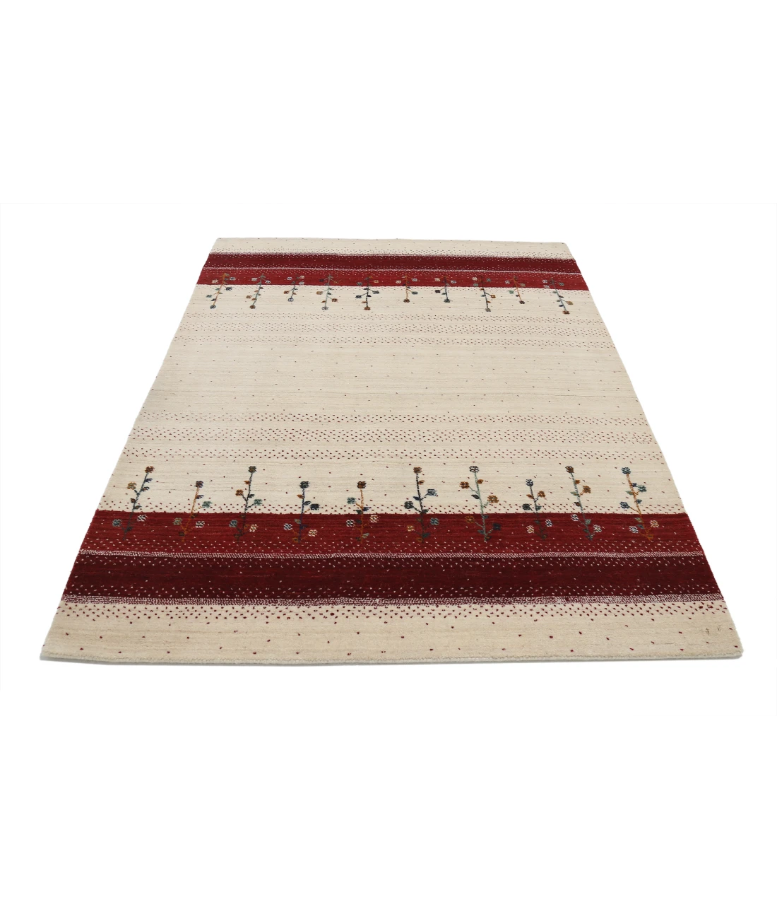 Hand Made Lori Wool Rug 4' 8" X 6' 6" 4' 8" X 6' 6" (142 X 198) / Ivory / Ivory