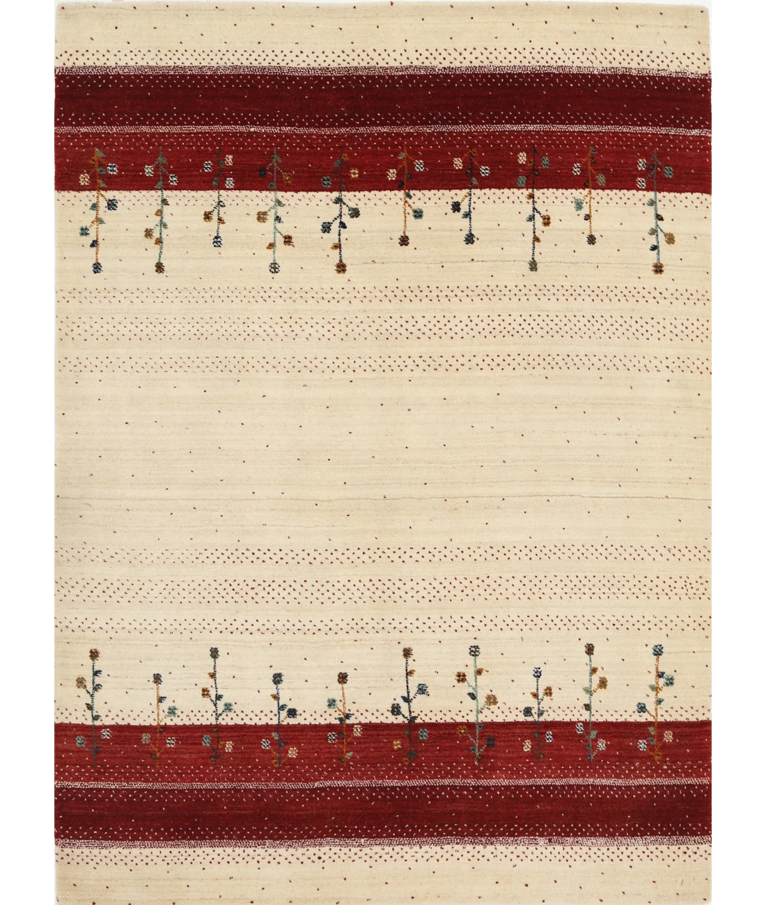 Hand Made Lori Wool Rug 4' 8" X 6' 6" 4' 8" X 6' 6" (142 X 198) / Ivory / Ivory