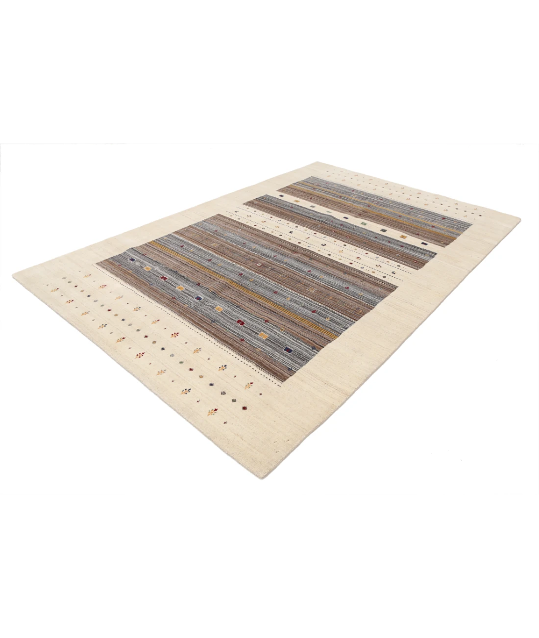 Hand Made Lori Wool Rug 6' 7" X 9' 9" 6' 7" X 9' 9" (201 X 297) / Ivory / Ivory