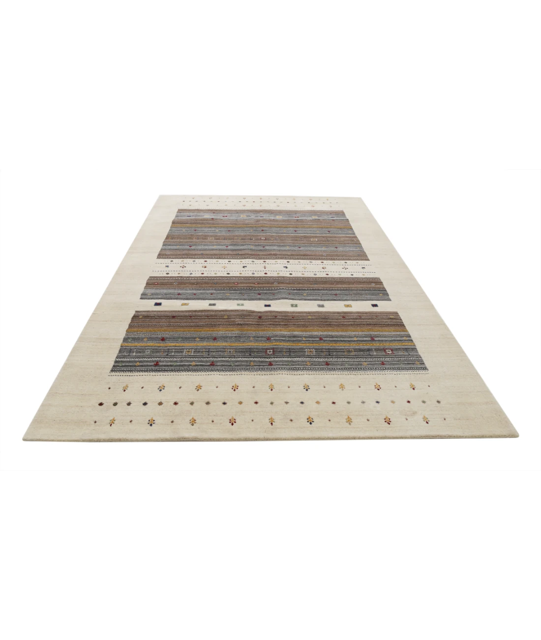 Hand Made Lori Wool Rug 6' 7" X 9' 9" 6' 7" X 9' 9" (201 X 297) / Ivory / Ivory