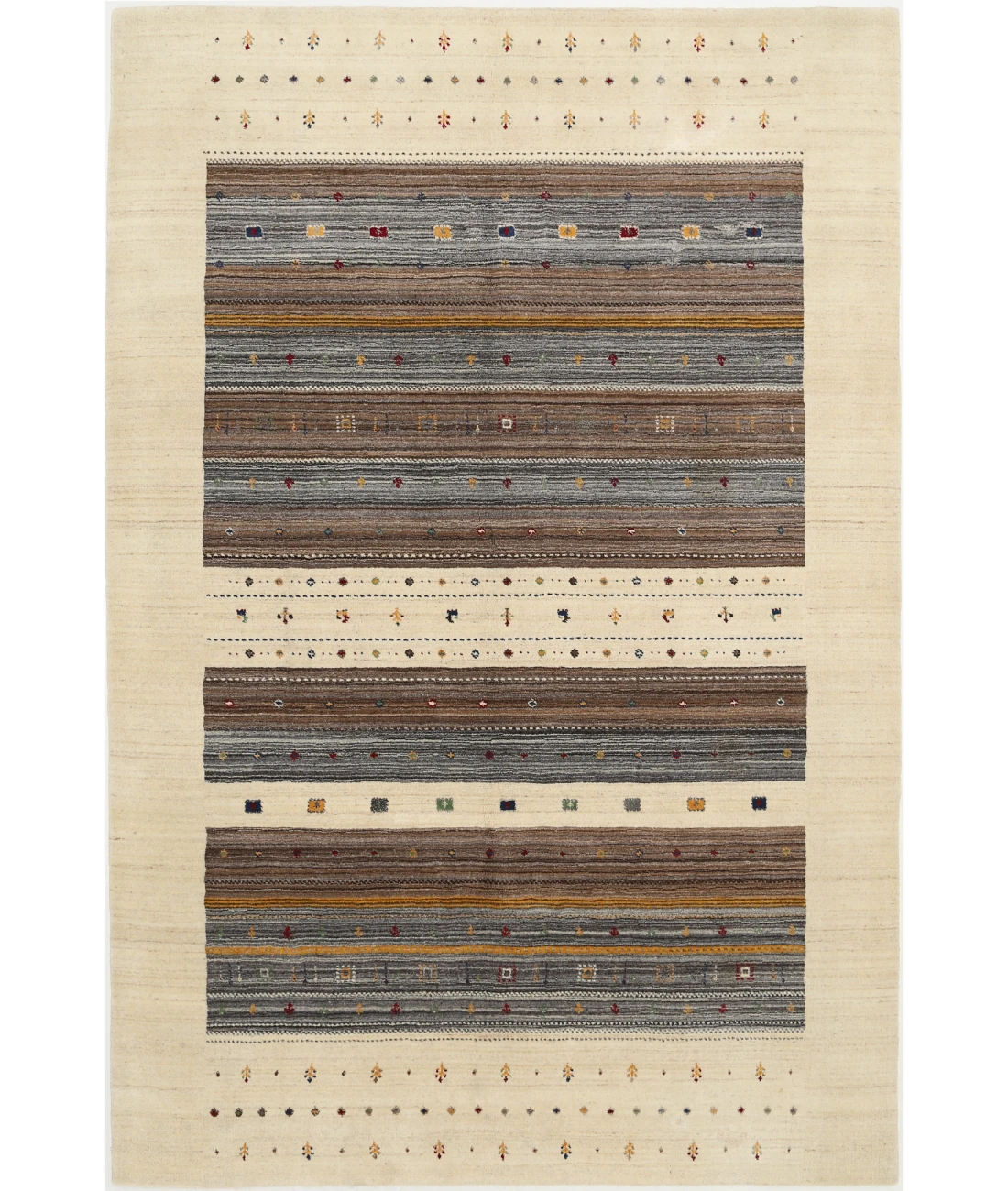 Hand Made Lori Wool Rug 6' 7" X 9' 9" 6' 7" X 9' 9" (201 X 297) / Ivory / Ivory