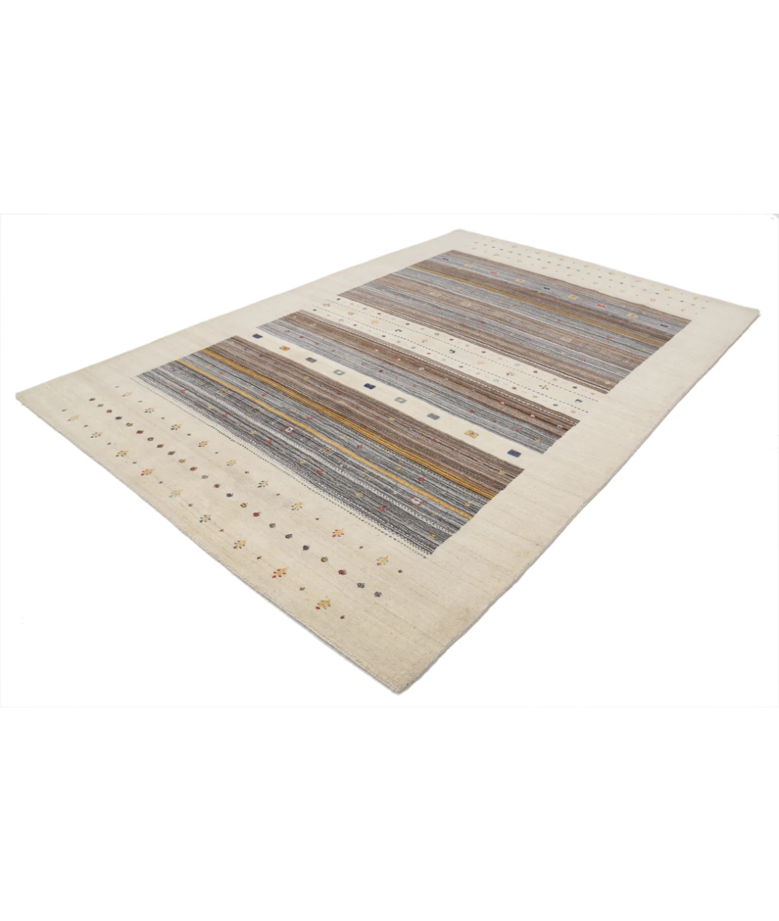 Hand Made Lori Wool Rug 6' 7" X 9' 9" 6' 7" X 9' 9" (201 X 297) / Ivory / Ivory