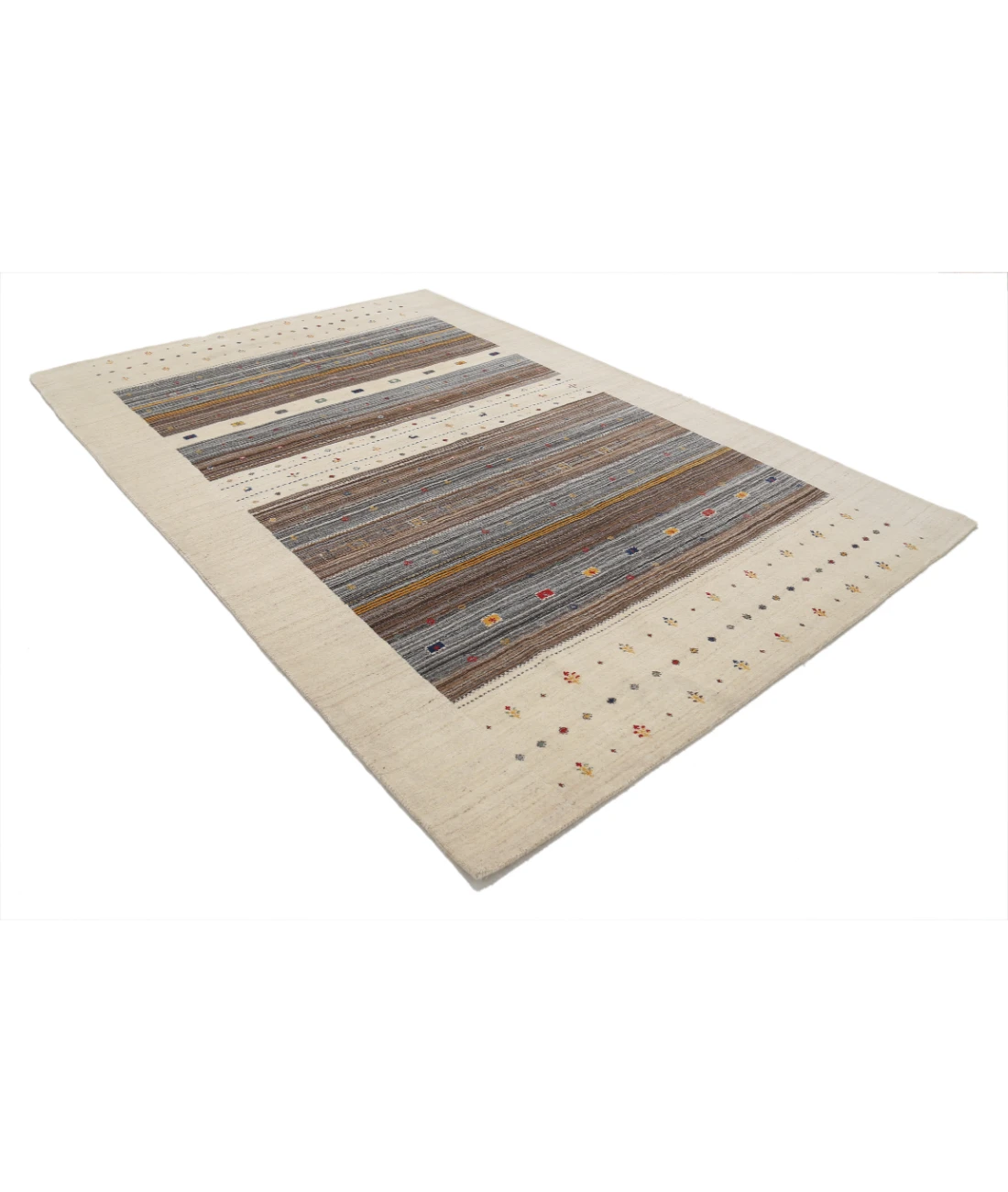 Hand Made Lori Wool Rug 6' 7" X 9' 9" 6' 7" X 9' 9" (201 X 297) / Ivory / Ivory